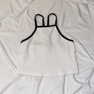 White & black halter tank top